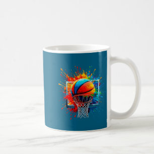Colorful Paints Splash Basketball Ball Graphic Art Coffee Mug