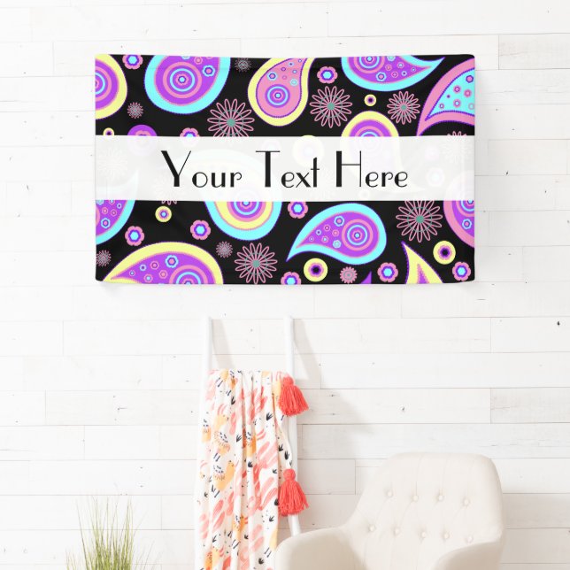 Colorful Paisley, Paisley Pattern, Persian Paisley Banner (Insitu)