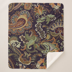 Colorful Paisley pattern. Ethnic vintage wallpaper Sherpa Blanket