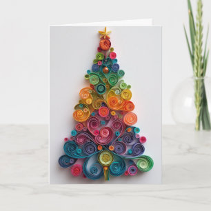 Colorful paper quilling Christmas tree Card