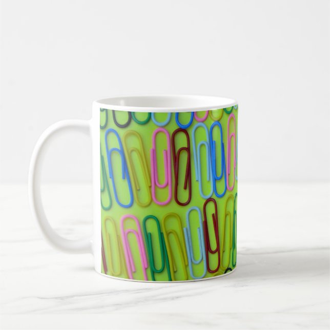 Colorful paperclips patter  coffee mug (Left)