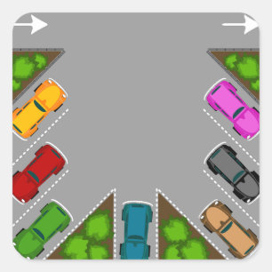 Colorful Parking Lot Overhead View Car Enthusiast Square Sticker