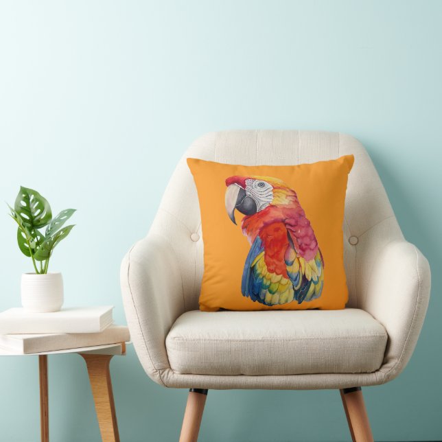 Colorful Parrot Watercolor Illustration Cushion (Chair)