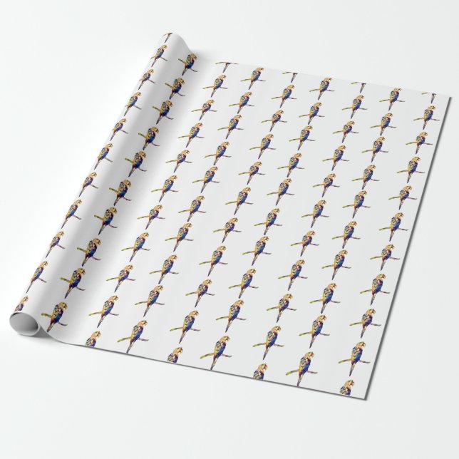 Colorful Parrot Wrapping Paper (Unrolled)