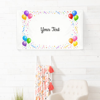 Colorful Party Balloons Confetti Frame Design Banner