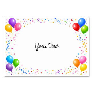 Colorful Party Balloons Confetti Frame Design Table Number