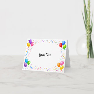 Colorful Party Balloons Confetti Frame Design Thank You Card