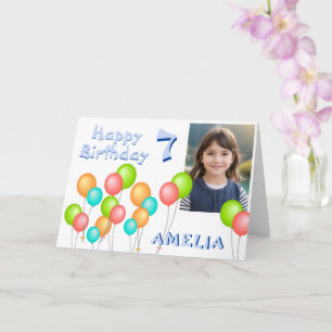 Colorful Party Balloons Kid Birthday Photo Card