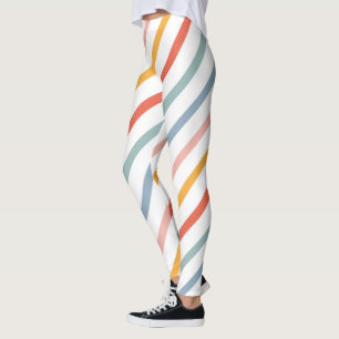 Colorful Pastel Diagonal Stripes Leggings