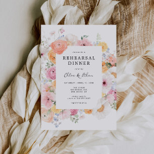 Colorful Pastel Floral Rehearsal Dinner Invitation