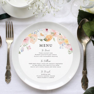 Colorful Pastel Floral Wedding Menu