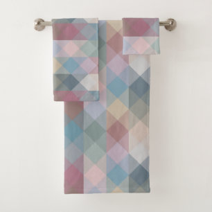 colorful pastel geometric bath towel set