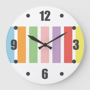 Colorful Pastel Hues Large Clock