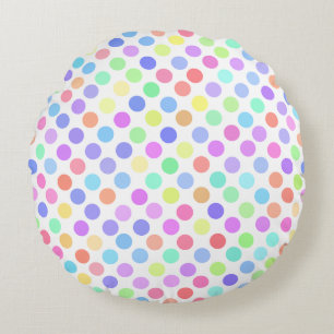 colorful pastel polka dots round cushion