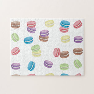 Colorful Pastel Watercolor French Macarons Jigsaw Puzzle