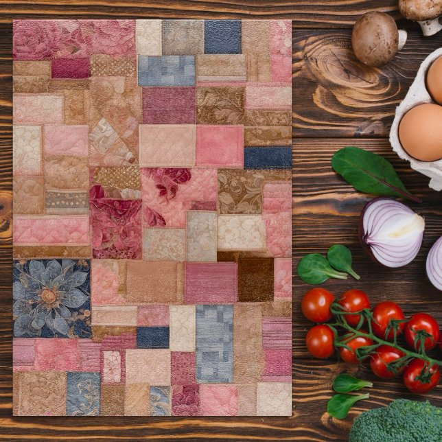 Colorful Patchwork Quilt Art Chopping Board (Creator Uploaded)