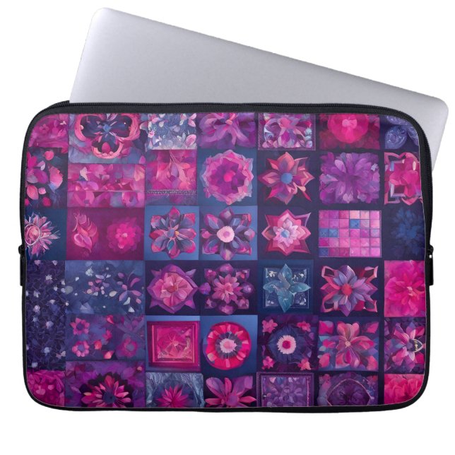 Colorful Patchwork Quilt Art Laptop Case (Front)