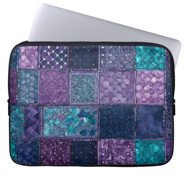 Colorful Patchwork Quilt Art Laptop Case (Front)