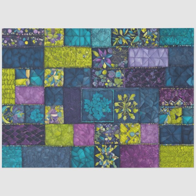 Colorful Patchwork Quilt Art Tissue Paper (Front)