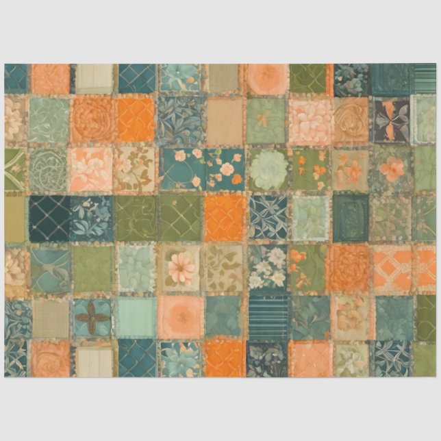 Colorful Patchwork Quilt Art Tissue Paper (Front)