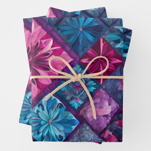 Colorful Patchwork Quilt Wrapping Paper Sheets