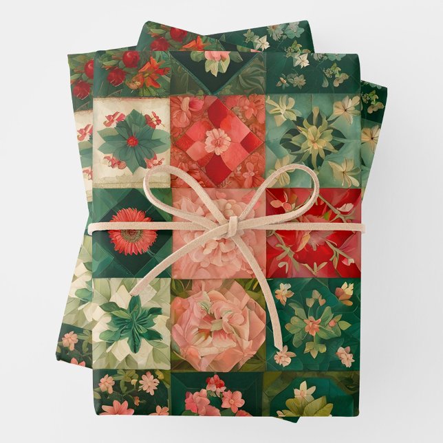 Colorful Patchwork Quilt Wrapping Paper Sheets (Creator Uploaded)