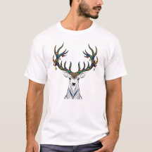 Colorful Pattern Deer Head Shirt | Boho Wildlife