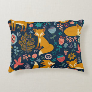 Colorful pattern with a foxfox,pattern,forest,fall decorative cushion