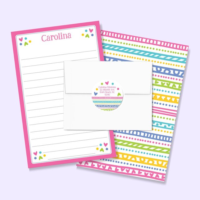 Colorful Patterns Kids Lined Letter Writing Paper (Creator Uploaded)