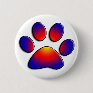 COLORFUL PAW 6 CM ROUND BADGE