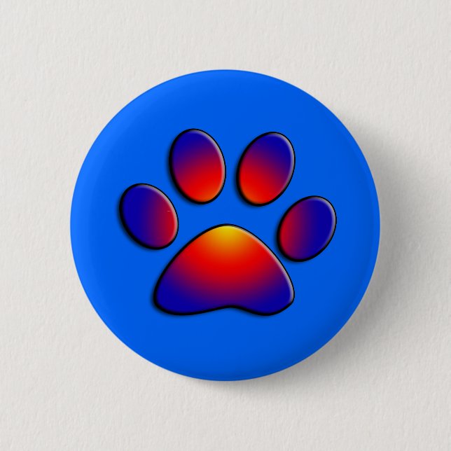COLORFUL PAW 6 CM ROUND BADGE (Front)