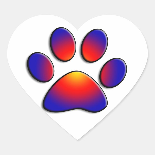 COLORFUL PAW Heart Sticker (Front)