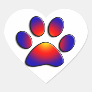 COLORFUL PAW Heart Sticker