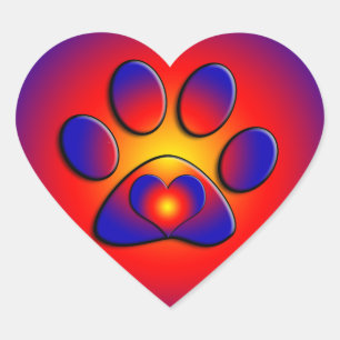 COLORFUL PAW Heart Sticker
