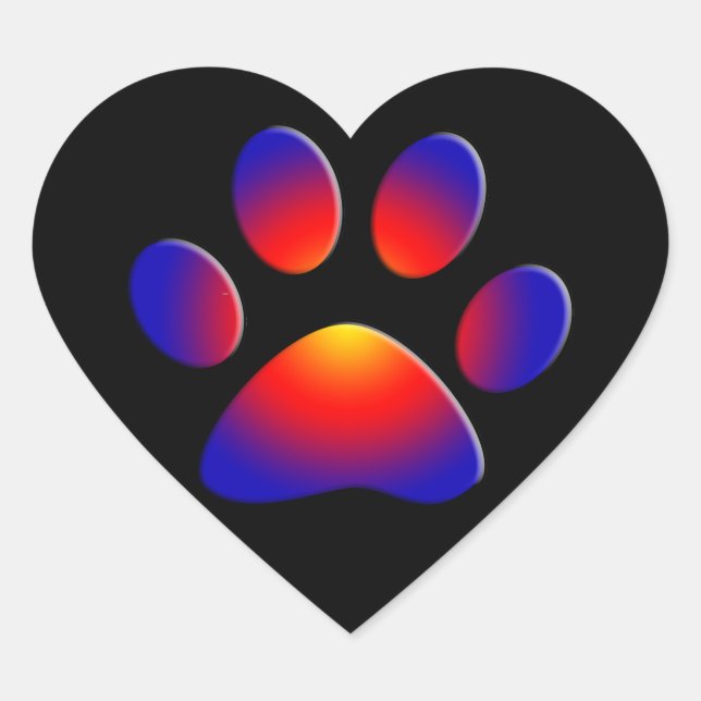 COLORFUL PAW Heart Sticker (Front)