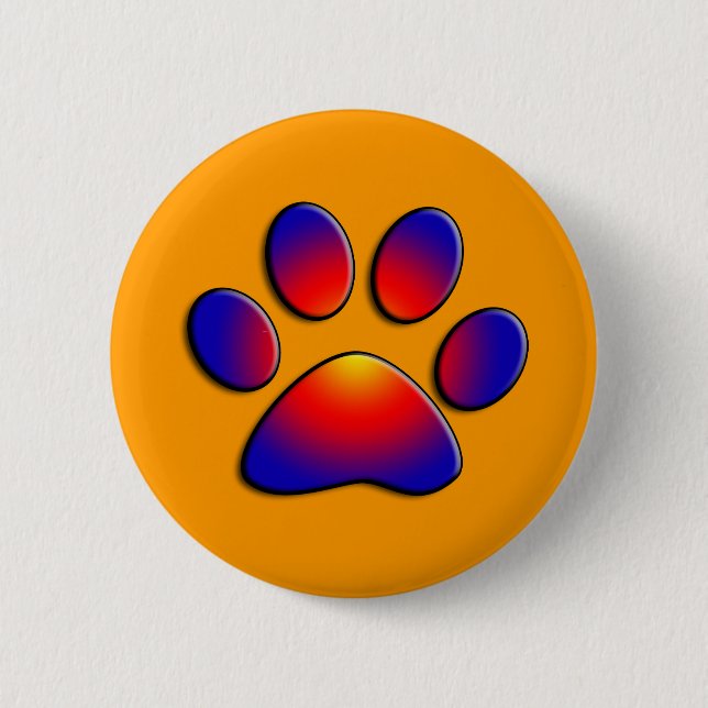 COLORFUL PAW ,orange 6 Cm Round Badge (Front)