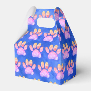 Colorful Paw Print Custom Watercolor Favour Box