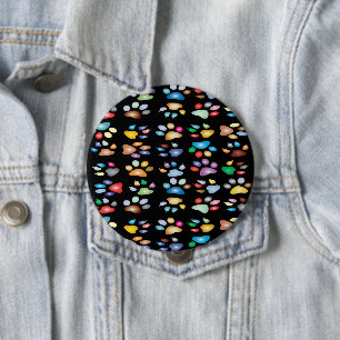 Colorful paw prints 10 cm round badge