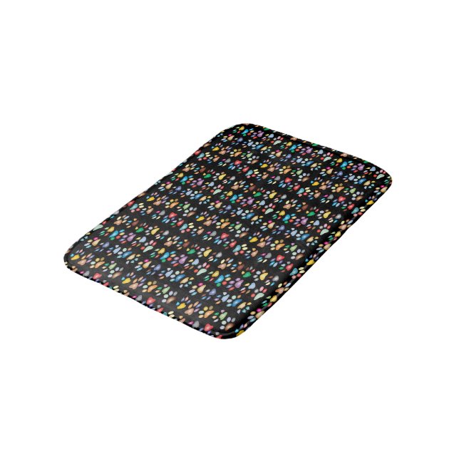 Colorful paw prints bath mat (Angled)