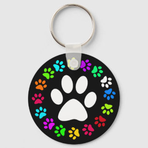 COLORFUL PAW PRINTS KEY RING