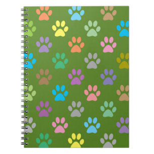 Colorful paw prints pattern notebook