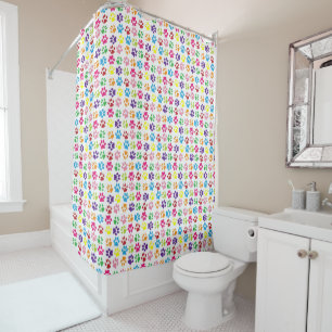 Colorful Paw Prints Pattern Shower Curtain