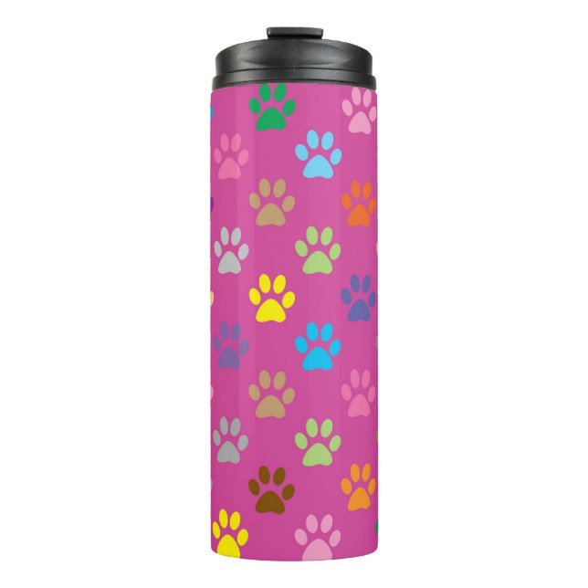 Colorful paw prints pattern    thermal tumbler (Front)