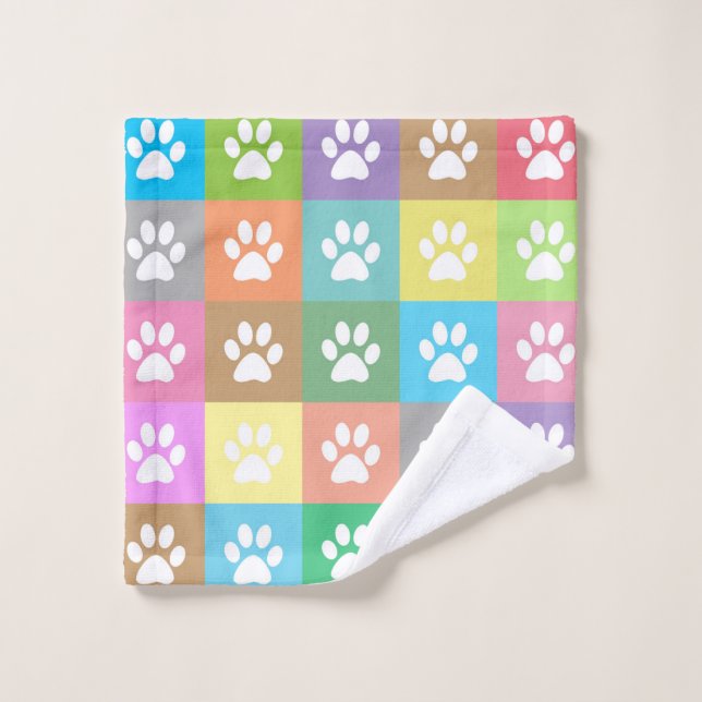 Colorful paw prints pattern   wash cloth (Wash Cloth)