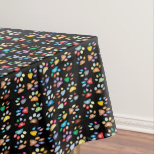 Colorful paw prints tablecloth