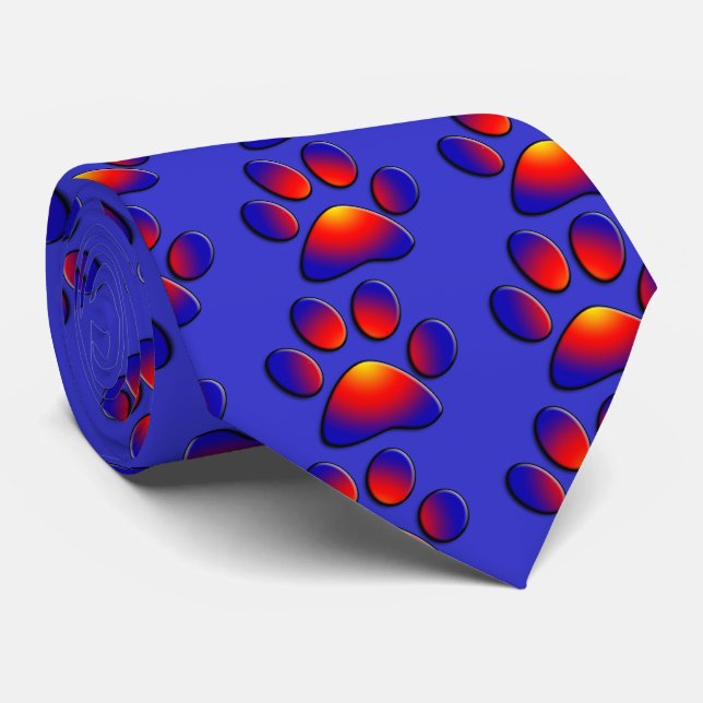 COLORFUL PAW Red Blue Tie (Rolled)