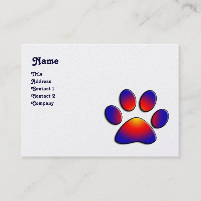 COLORFUL PAW, white black  pearl Business Card (Front)