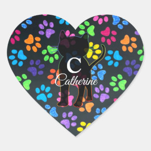 Colorful Paws Heart Sticker