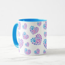 Colorful Paws in Hearts Mug
