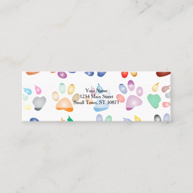 Colorful Paws Mini Business Card (Front)